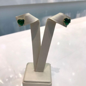 BRINCO CORAÇÃO ZIRCÔNIA VERDE TAM G BANHADO A OURO