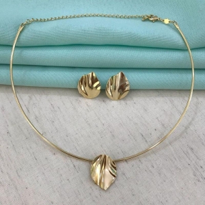 BRINCO FOLHA ORGÂNICA BANHADO A OURO