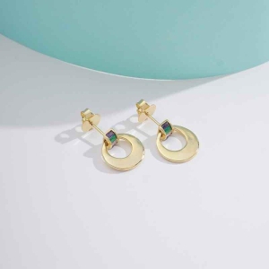 BRINCO FRONTAL ZIRCÔNIA BAGUETE COLORIDA BANHADO A OURO