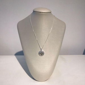 COLAR ÁRVORE DA VIDA ZIRCÔNIA REDONDA BANHADO A PRATA