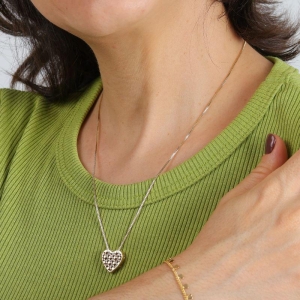 COLAR CORAÇÃO DEGRADE EM ZIRCÔNIA BANHADO A OURO