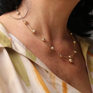 COLAR ESFERAS DESIGN BANHADO A OURO