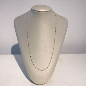 COLAR LONGO CHAPINHA CORAÇÃO 80CM BANHADO A OURO