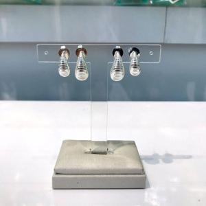 DUPLA EARCUFF PUFFER TEXTURIZADO BANHADO A PRATA