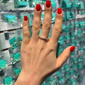 MEIA ALIANÇA CRAVEJADA EM ZIRCÔNIA BANHADO A PRATA