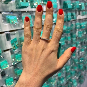 MEIA ALIANÇA CRAVEJADA EM ZIRCÔNIA BANHADO A PRATA