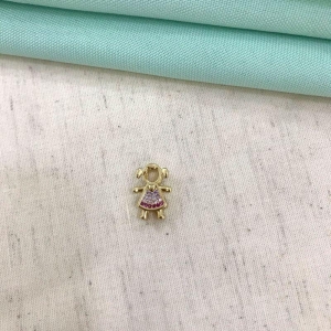 PINGENTE MENINA ZIRC COLOR BANHADO A OURO