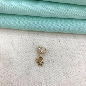 PINGENTE MENINO CORAÇÃO ZIRCÔNIA BANHADO A OURO