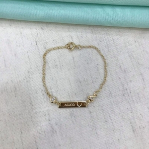 PULSEIRA AMOR CORAÇÃO ZIRCÔNIA INFANTIL BANHADO A OURO