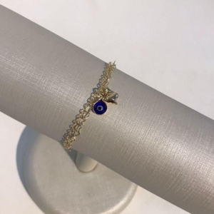 PULSEIRA DUPLA OLHO GREGO BANHADO A OURO