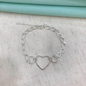 PULSEIRA ELOS CORAÇÃO VAZADO BANHADO A PRATA