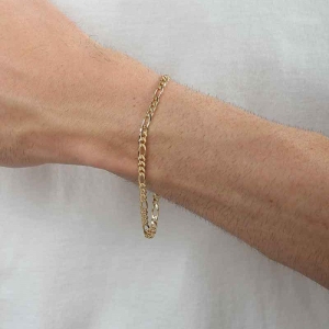 PULSEIRA FÍGARO MASCULINO BANHADO A OURO