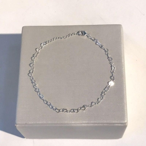 TORNOZELEIRA CORAÇÃO VAZADO BANHADO A PRATA