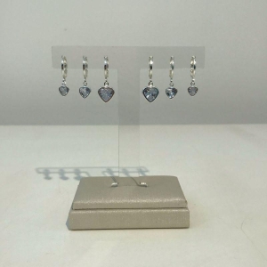 TRIO ARGOLINHA PINGENTE CORAÇÃO ZIRCÔNIA BANHADO A PRATA