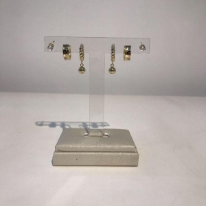 TRIO DE ARGOLA ILUMINARE EM ZIRCÔNIA BANHADO A OURO