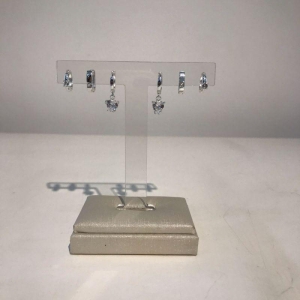 TRIO DE ARGOLA ILUMINARE EM ZIRCÔNIA BANHADO A PRATA