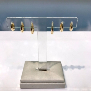 TRIO DE ARGOLA OVAL BANHADO A OURO