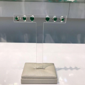 TRIO DE CORAÇÃO ZIRCÔNIA VERDE BANHADO A PRATA