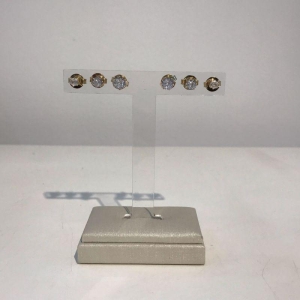 TRIO PONTO DE LUZ EM ZIRCÔNIA BANHADO A OURO