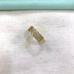 ANEL TRIPLO ZIRCÔNIAS BANHADO A OURO