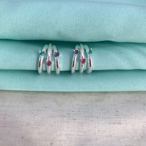 ARGOLA ZIRCÔNIA COLORIDA BANHADO A PRATA