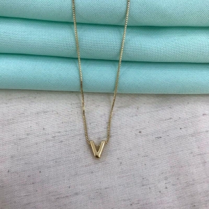 COLAR INICIAL LISA BANHADO A OURO