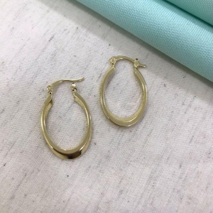 ARGOLA OVAL FECHO ITALIANO BANHADO A OURO