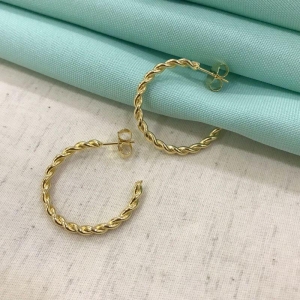 ARGOLA TRANÇADA WIDE BANHADO A OURO