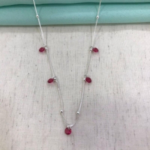 COLAR ESFERA TIFANY PINK BANHADO A PRATA