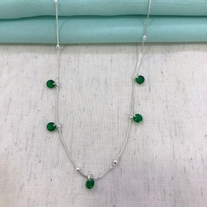 COLAR ESFERA TIFANY VERDE BANHADO A PRATA