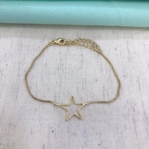PULSEIRA ESTRELA VAZADO BANHADO A OURO