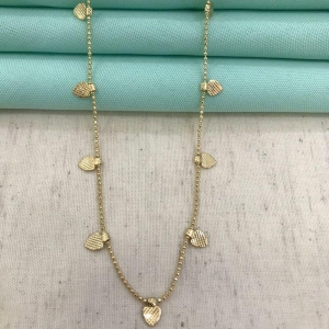 CHOKER CORAÇÃO MEDALHAS BANHADO A OURO