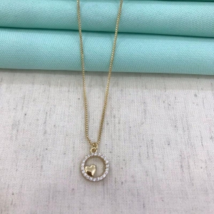 COLAR AMOR QUE PULSA ZIRCÔNIA BANHADO A OURO