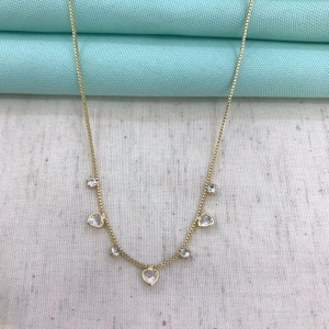 COLAR CORAÇÃO PONTO DE LUZ ZIRCÔNIA BANHADO A OURO