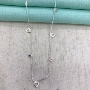 COLAR CORAÇÃO VAZADO PONTO DE LUZ BANHADO A PRATA