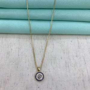 COLAR MANDALA ZIRCÔNIA BANHADO A OURO