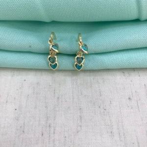 ARGOLINHA TRIO CORAÇÃO AZUL BANHADO A OURO