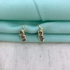 ARGOLINHA TRIO CORAÇÃO LILÁS BANHADO A OURO