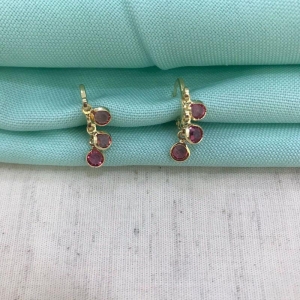 ARGOLINHA TRIO ZIRCÔNIA PINK BANHADO A OURO