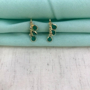 ARGOLINHA TRIO ZIRCÔNIA VERDE BANHADO A OURO