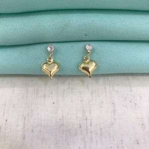 BRINCO CORAÇÃO PONTO DE LUZ BANHADO A OURO