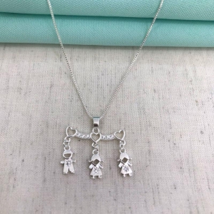 COLAR CANGA 3 FILHOS BANHADO A PRATA