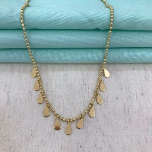 COLAR ESFERINHAS E GOTAS BANHADO A OURO