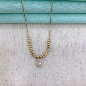 COLAR GOTA ZIRCÔNIA ESFERAS BANHADO A OURO