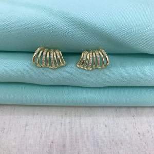 EARCUFF GLAM ZIRCÔNIA BANHADO A OURO