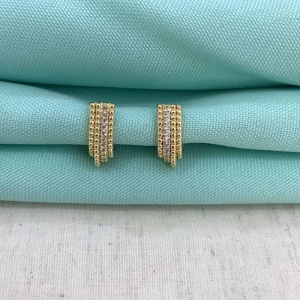 EARHOOK ZIRCÔNIA BANHADO A OURO