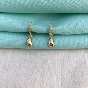 ARGOLA GOTA ZIRCÔNIA BANHADO A OURO