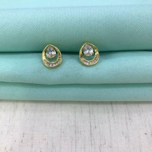 BRINCO GOTA ALLURE ZIRCÔNIA BANHADO A OURO