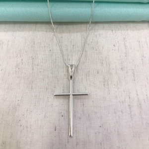 COLAR CRUZ PALITO BANHADO A PRATA