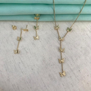 CONJUNTO BORBOLETAS BANHADO A OURO
